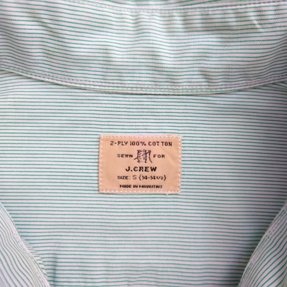 J. Crew Button Down Casual Cotton Pinstripes Long Sleeves Shirt Green Size Small